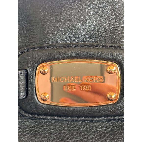 Michael Kors MK Hamilton Tote Handbag Purse Black Pebbled Leather - Picture 2 of 15